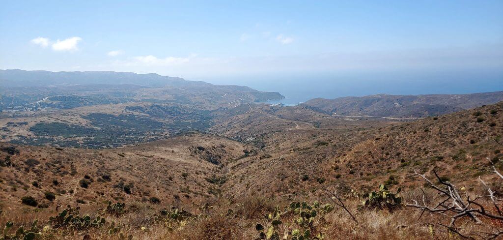 Western view from the Trans Catalina Trail looking towards Little Harbor campground