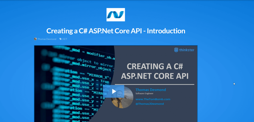Link to Thinkster.io Course Creating a C# ASP.Net Core API