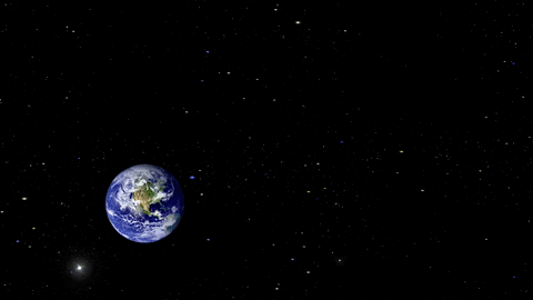 Gif of a beam of light leaving Earth