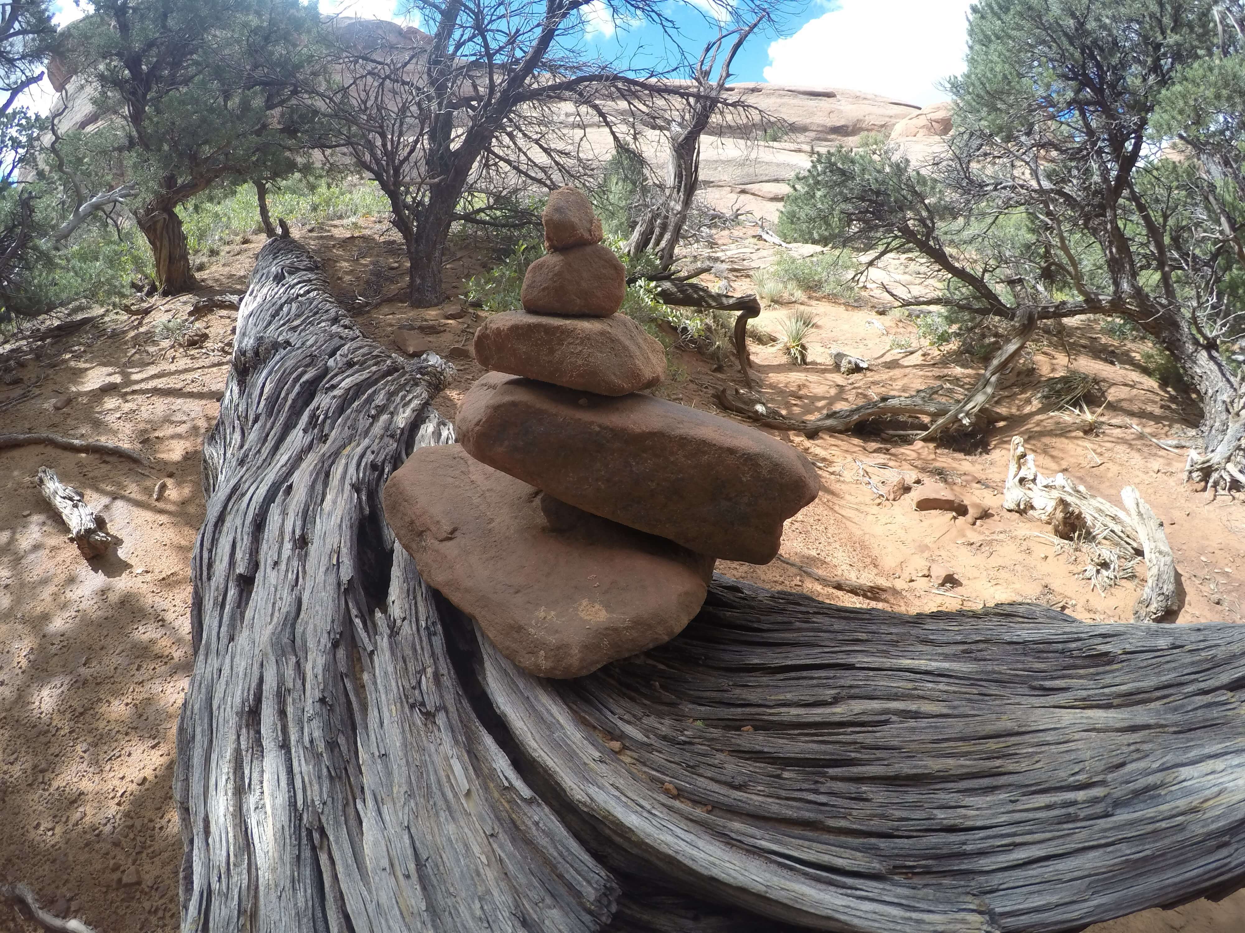 Cairn trail marker in Arches National Park